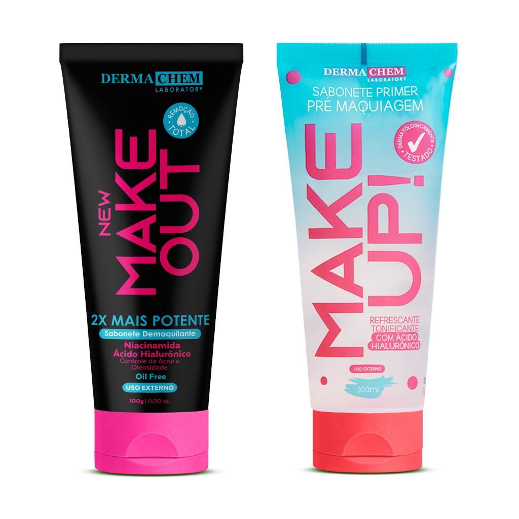 Kit 2 Sabonetes Pré e Pós Maquiagem New Make Out e Primer Make Up Dermachem