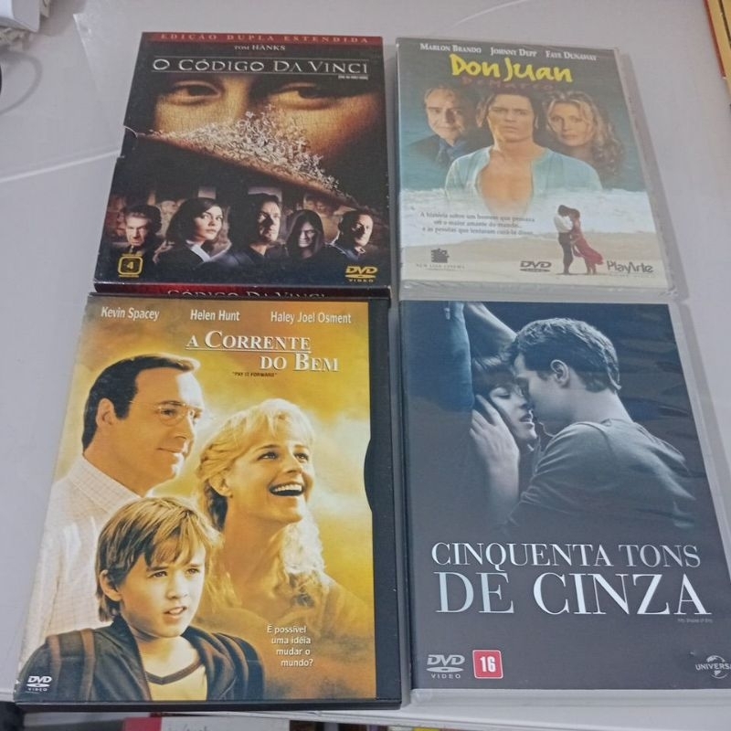 lote  4 dvds o código da Vinci A corrente do bem cinquenta tons de cinza Don juan