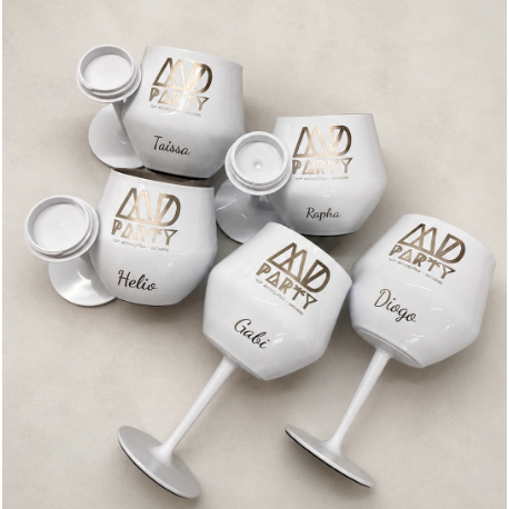 Taça Personalizada 2x1 Térmica Aço Inox com Efeito Prismático  com Gravação a Laser Festa Aniversario
