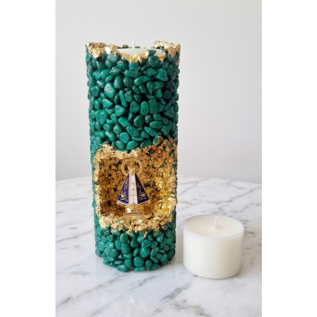Vela Aromática Gruta Oratória Nossa Senhora Aparecida + Vela Refil