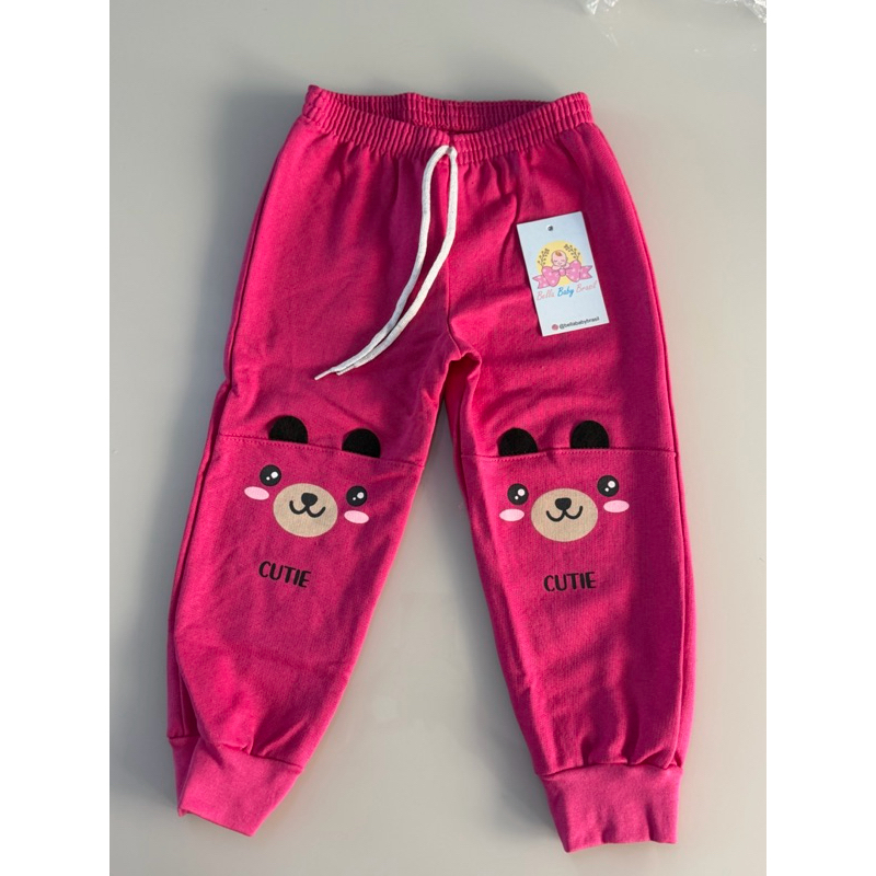 Calça fru-fru de moletom interativa/ lisa para meninas infantil 1/2/3