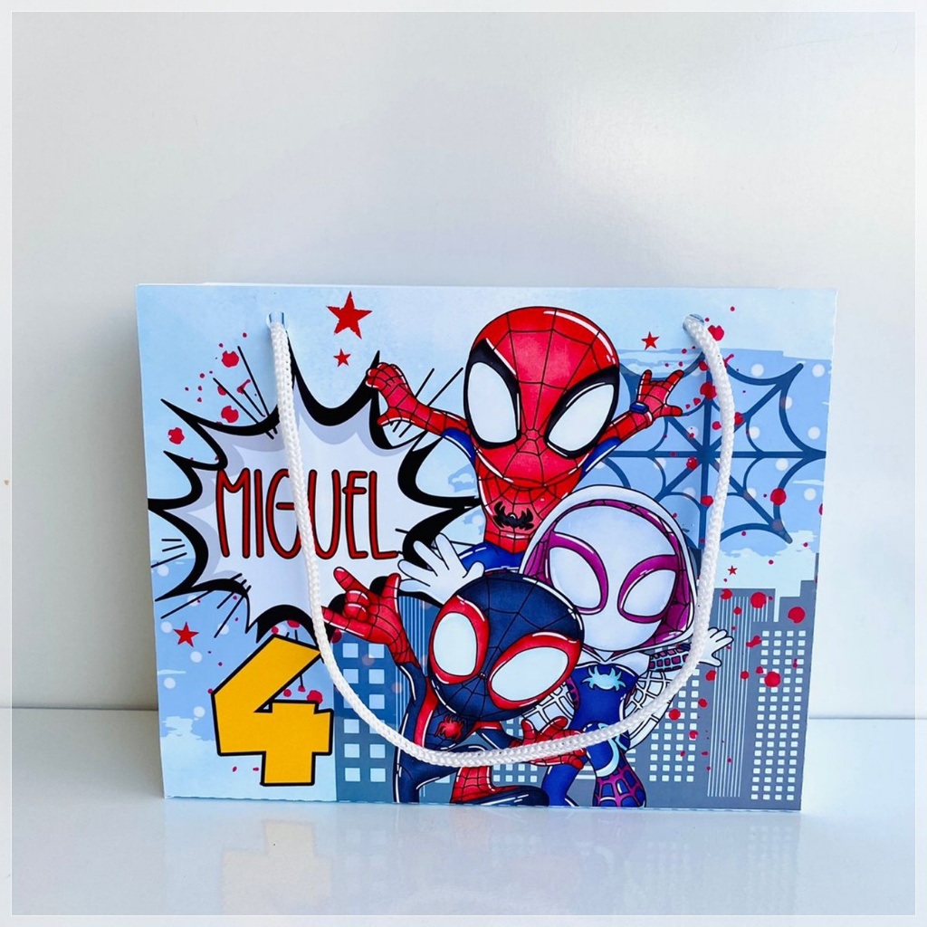 Sacolinha Personalizada Spidey e Seus Amigos Espetaculares – Lembrancinha Festa Infantil, Tema Super-Heróis, Pegue e Mon