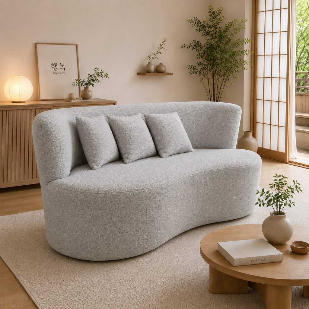 Sofa Namoradeira Tecido Boucle 150 cm Para Sala Moderna Confortavel Visammer