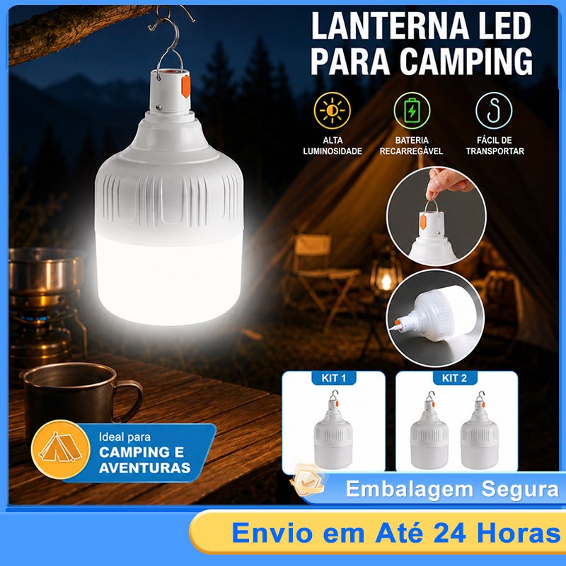 Lâmpada LED Recarregável USB 50W Portátil para Acampamento, Pescaria Emergência - Luz Longa Duração