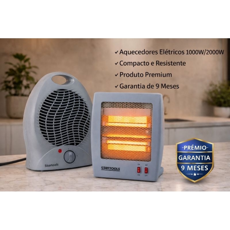 Aquecedor Elétrico 127V e 220V Quartzo Compacto Portatil Ar Quente Esquenta Rapido Cinza