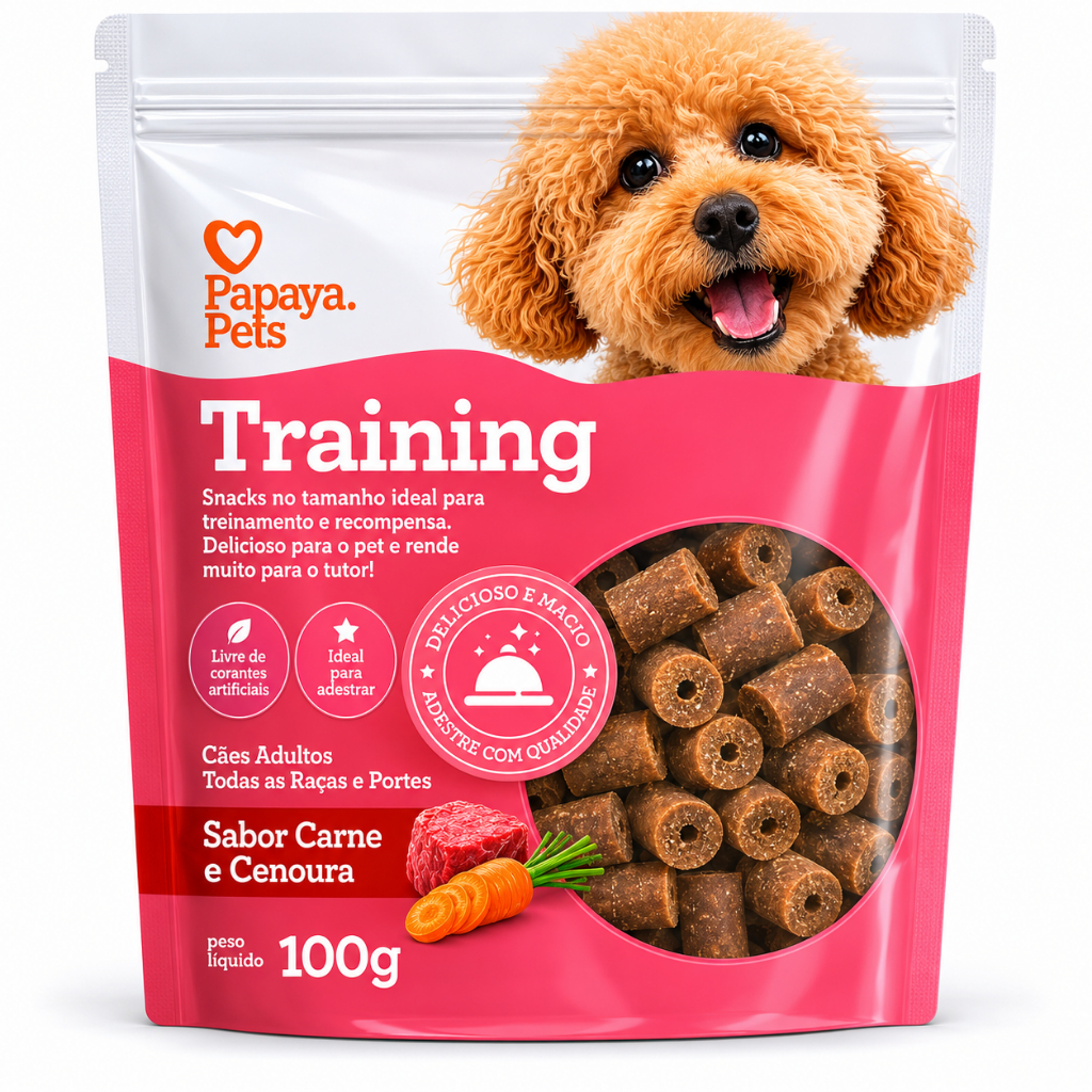 Papaya Pets Petiscos Training Adestramento Cães Carne e Cenoura 100g
