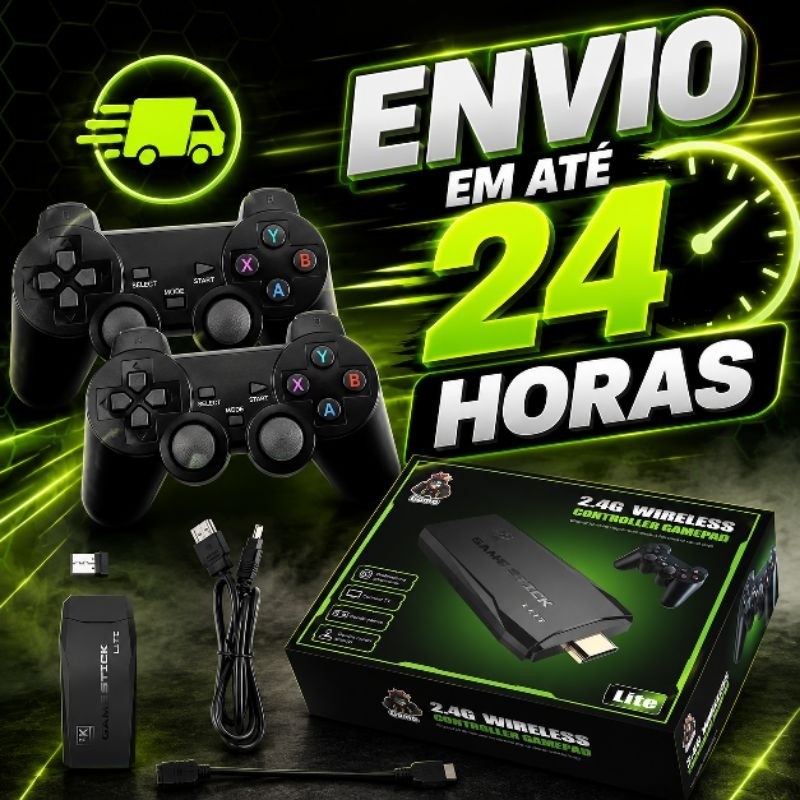 Vídeogame - Game Stick 20 Mil Jogos 2 controles