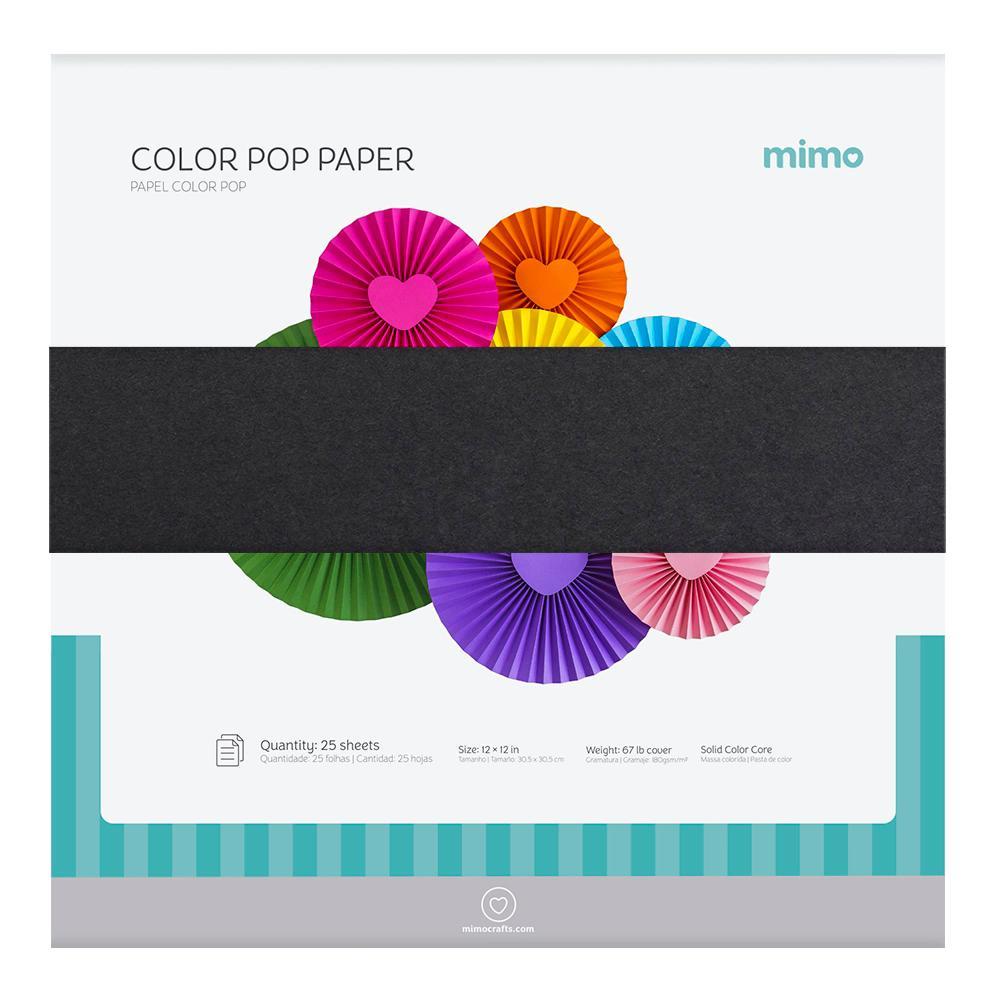 Papel Color Pop Preto Absoluto Mimo - 30,5 x 30,5 cm - 180 gr - 25 unds