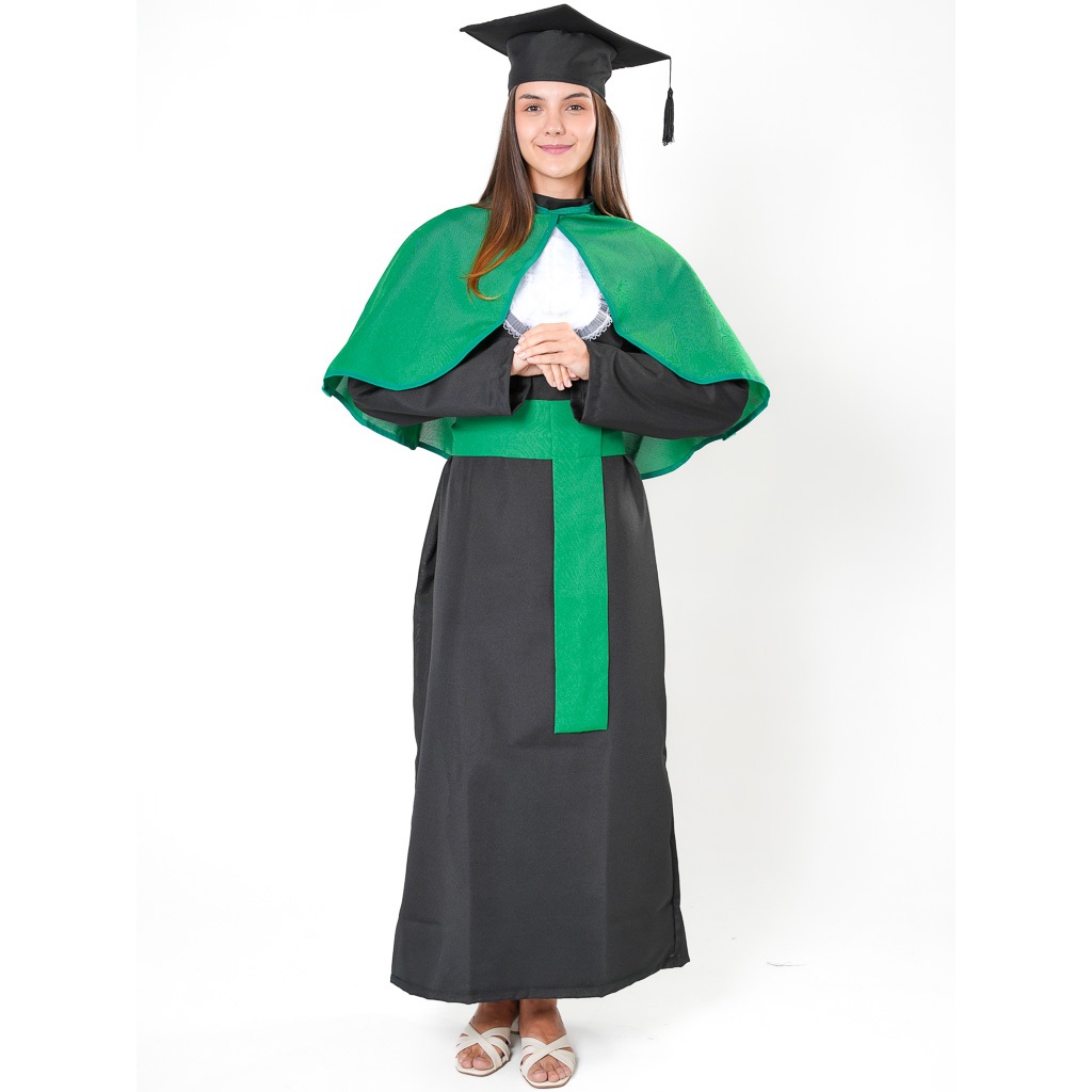 Beca de Formatura com Pelerine para Adulto completa com Babados, Capelo, Faixa, Canudo e Pelerine/Ombrelone!