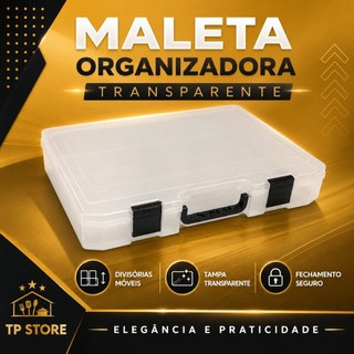 Maleta Organizadora Com Divisórias Para Costura Multiuso Transparente Estojo Porta Linhas Agulhas Acessórios Pequenos