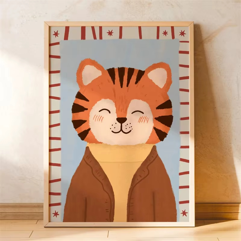 Quadro Decorativo Infantil Animais Fofos Estilo Retrô Vintage Decoração Quarto Bebê Menino Menina — imagem 2 de 2