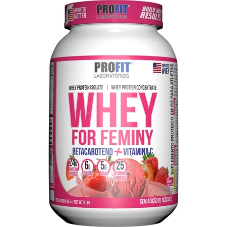 Whey For Feminy Profit Labs 907g 24g Proteína Colágeno Vitaminas Minerais BCAA