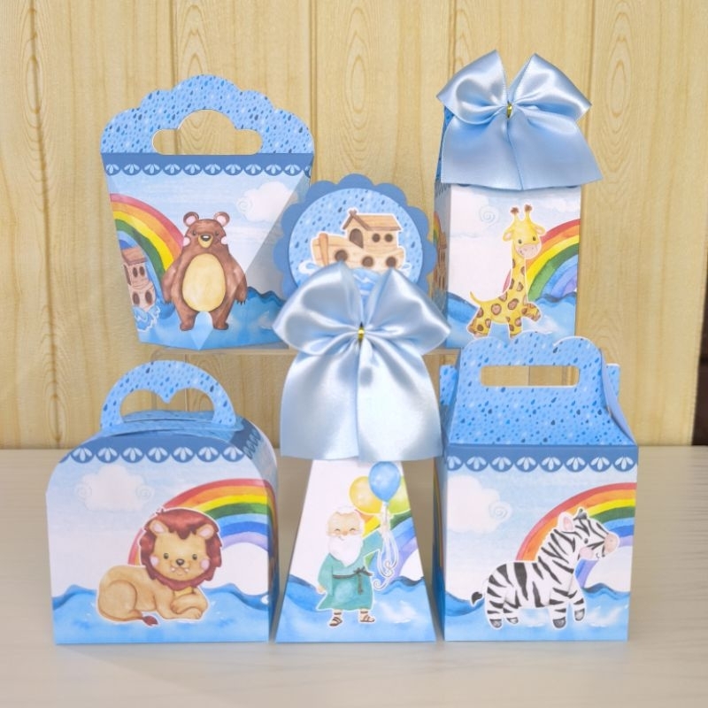 ARCA DE NOÉ Menino ou Menina Kit Caixinhas de Festa Infantil PEGUE E MONTE – Lembrancinhas | Decoração de Aniversário