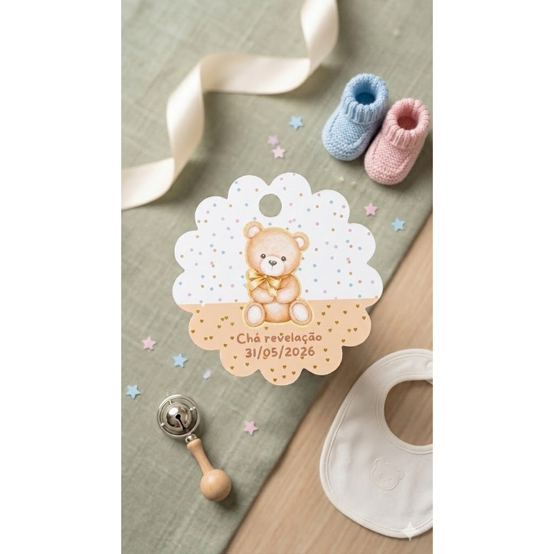 Tags Personalizadas para Lembrancinhas Kit com 20 Unidades Chá de Revelação Aniversário Maternidade