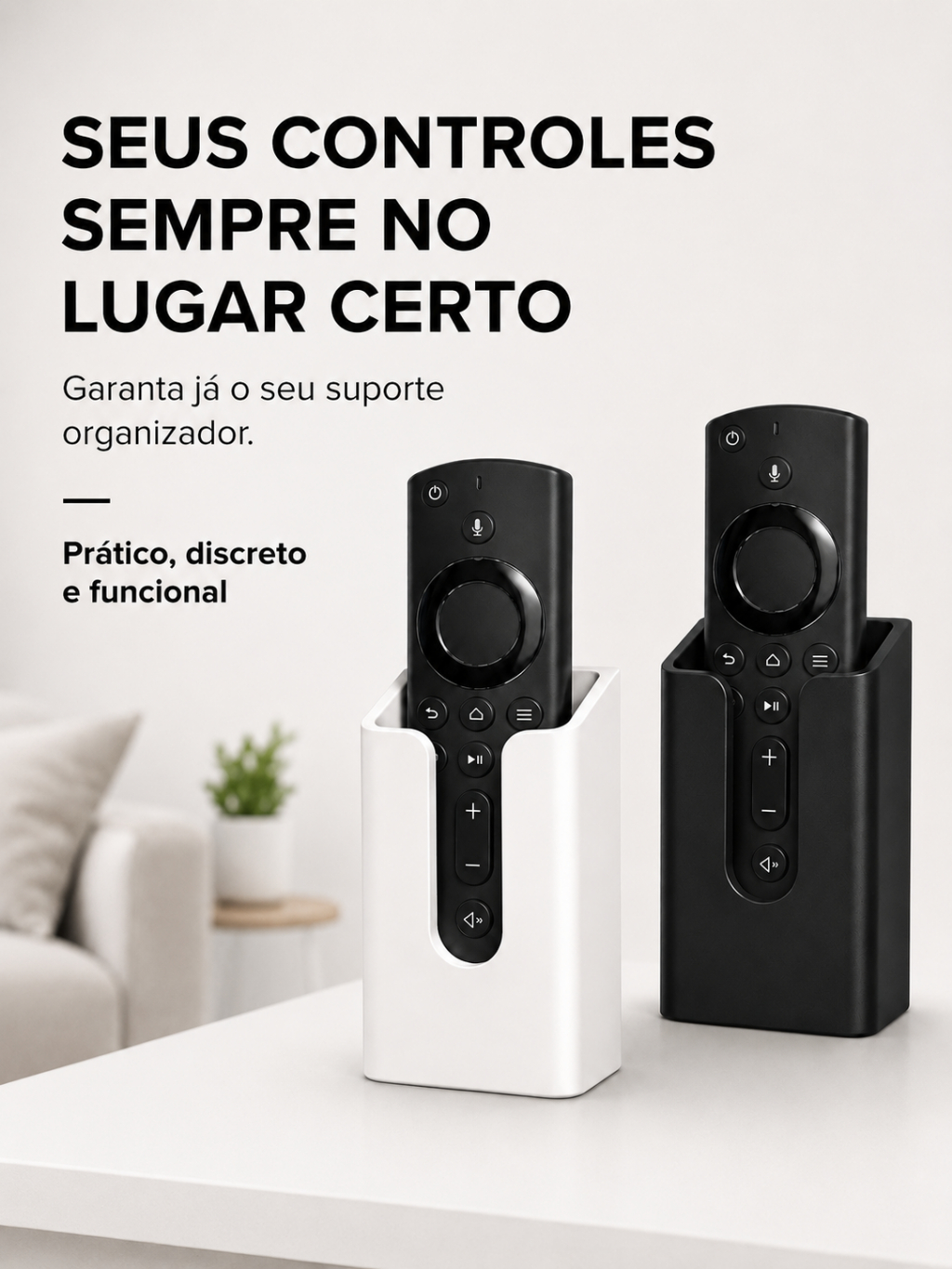 Suporte Porta Controle Remoto Parede Universal Organizador  (Kit 1, 2 ou 3 Unidades) Sala Quarto Ar TV