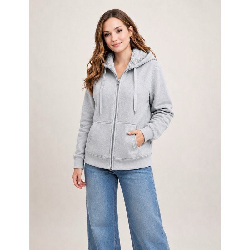 Jaqueta moleton com zipper forrada FEMININO