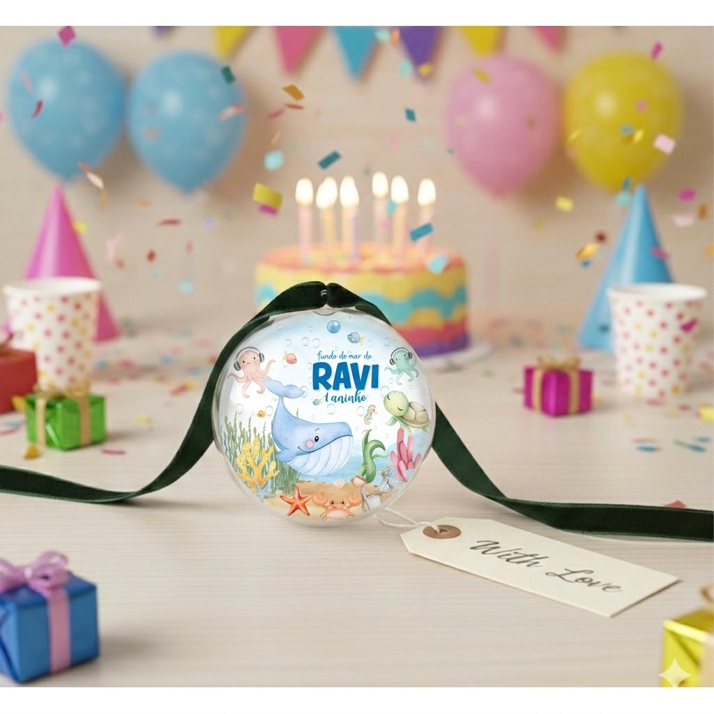 Tag para Esfera de acrílico 6,5cm Personalizada qualquer tema Foto ou Logo Lembrancinha para Festas — imagem 2 de 2