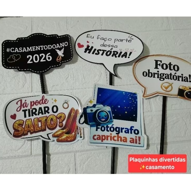 Plaquinhas divertidas para casamento kit pronto 6/10/16 chá de cozinha foto decoração