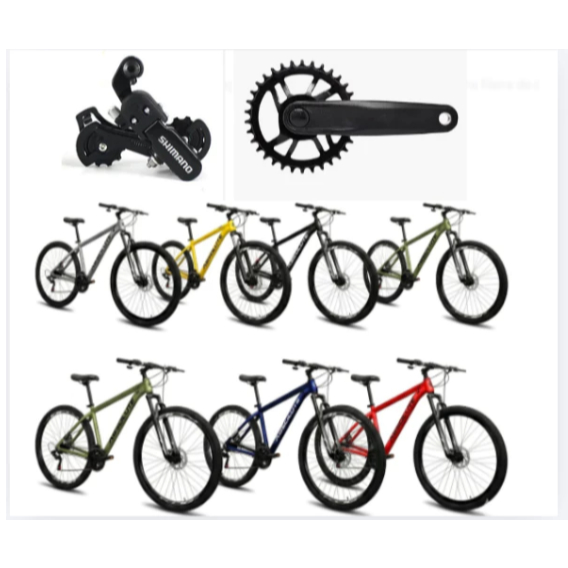 Bicicleta Nero 5 Aro 26 Aluminio Shimano 7v Suspensão Freio Disco Pedivela Coroa Unica MTB