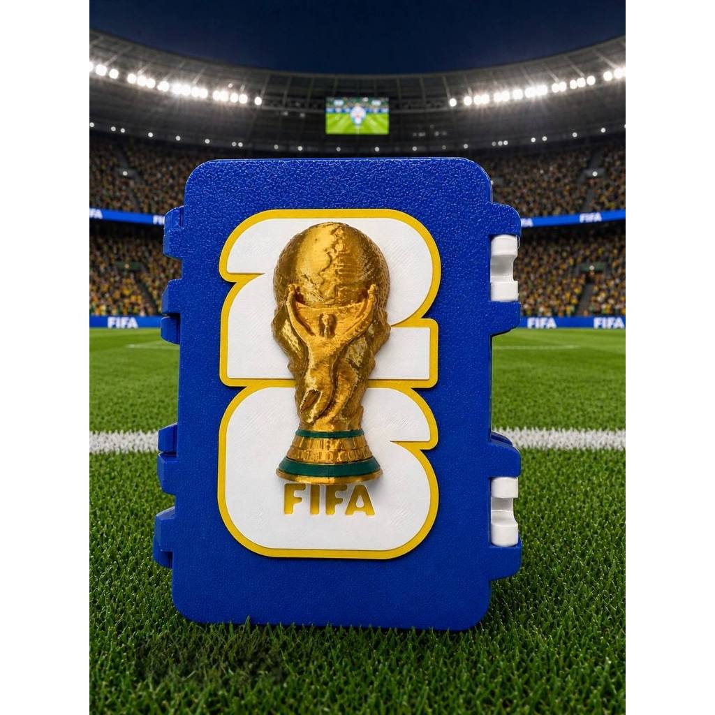 Caixa Porta Figurinhas 2 Divisórias Copa Do Mundo Seleção Brasileira - M 500 figurinhas P-250