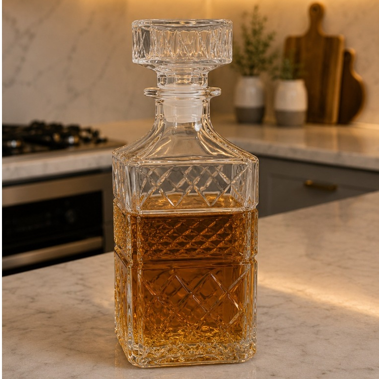 Garrafa Licoreira De Cristal 1 Litro Para Whisky Vodka Licor Decanter Com Tampa 1 Ou 2 Unidades
