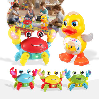 KIT  Pato Dançante + Caranguejo Fujão Luz Som Brinquedo Musical Patinho Carangueijo Dança Interativo