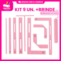 KIT 9 RÉGUAS GABARITO ENCADERNAÇÃO A5 | PLANNER CADERNO + DOBRADEIRA BRINDE