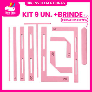 KIT 9 RÉGUAS GABARITO ENCADERNAÇÃO A5 | PLANNER CADERNO + DOBRADEIRA BRINDE