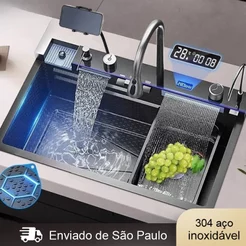 Kit Cuba Cozinha Gourmet Completa Inox 304 Cinzento Com Acessórios Conjunto De Torneiras 75cm