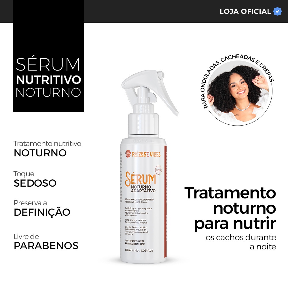 Sérum Noturno Revitalizador de Curvas Orgânico 120ml - Raízes & Vibes