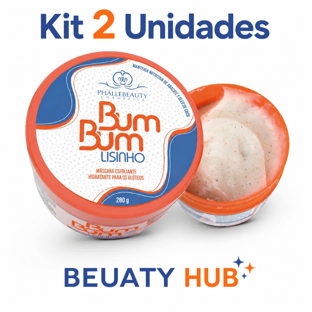 Kit 2 Unidades Bum Bum Lisinho Phállebeauty | Máscara Esfoliante Hidratante Glúteos