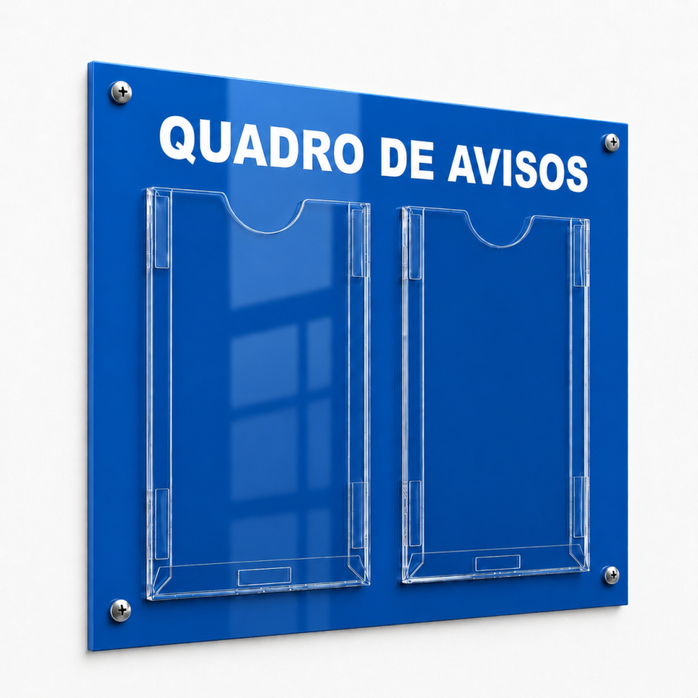 Quadro Aviso E Gestão Á Vista Informativo Metas Escritório Mural 2 Displays A4 ACM Azul Telecom