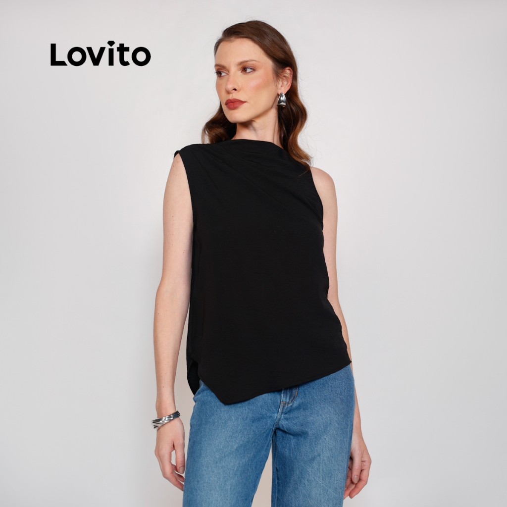Lovito Blusa Elegante Feminina Assimétrica BLB1228BRL1258