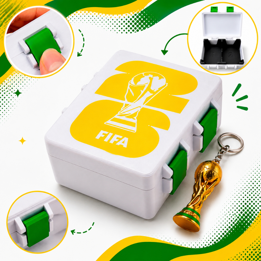 Case Porta Figurinhas Copa Do Mundo 2026 Maleta Estojo Organizador Cards + Chaveiro Troféu Gurumania