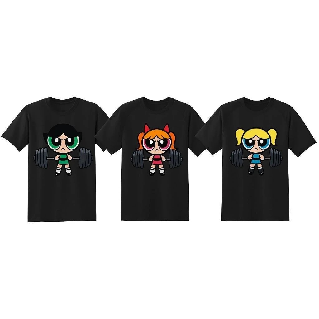 Kit 3 Camisetas Femininas 100% Algodão Meninas Super Poderosas Femininas Academia Fitness