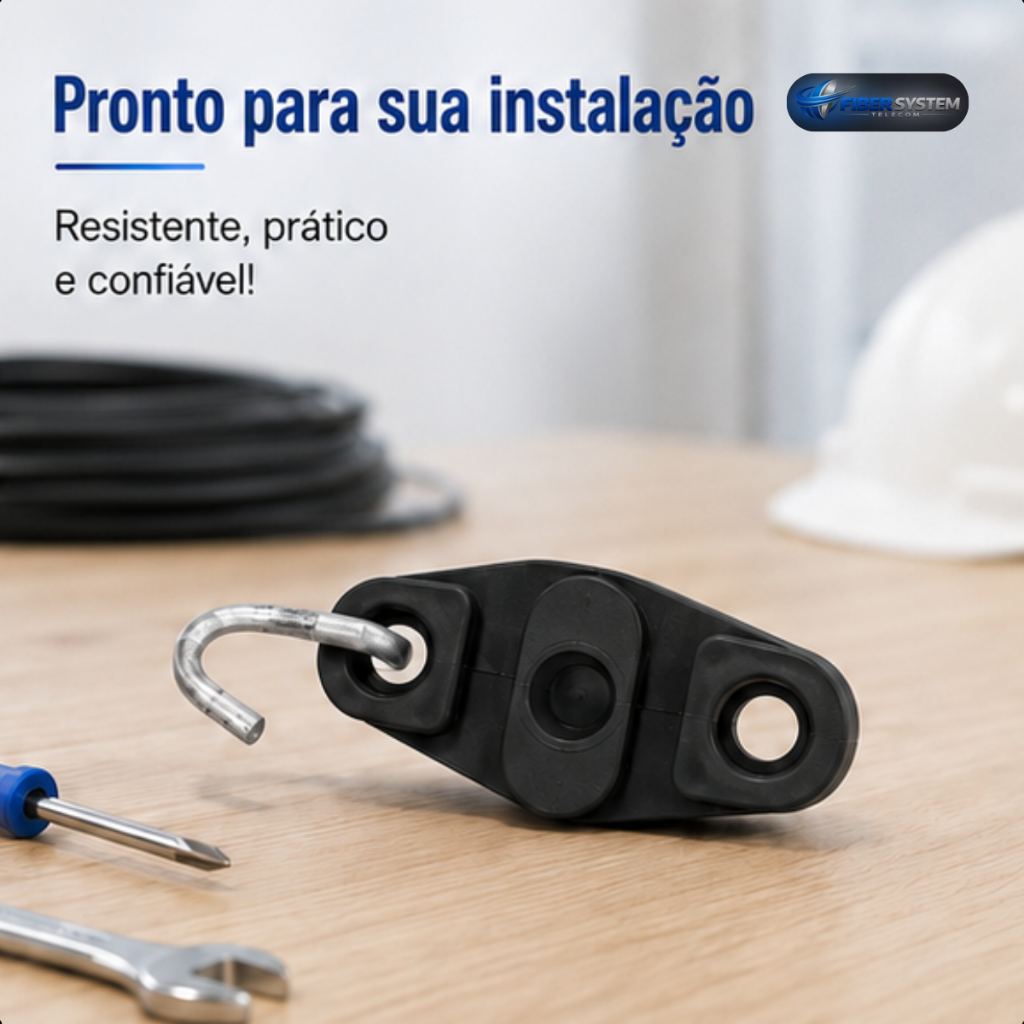 Kit 25 Peças Esticador Gancho Plástico Preto Figura 8 Cabo UTP Fio FE Drop Óptico — imagem 2 de 2