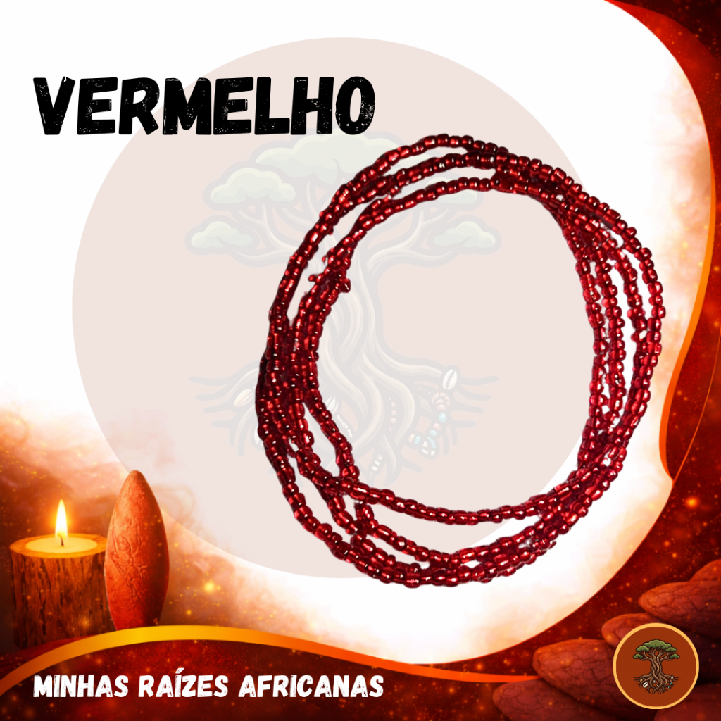 Guia de Proteção Fio de Conta Orixá Vermelha Vermelho Ogum Xango Yansa Iansa Exu Pombagira Umbanda Candomblé Colar