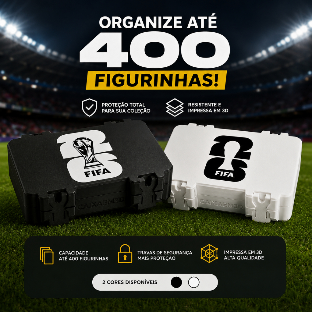 Porta Figurinhas Copa do Mundo 2026 | Caixa Organizadora Premium p/ Álbum Panini | Estojo Colecionador