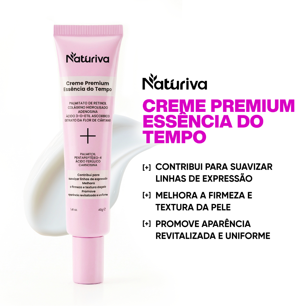 Creme Facial Antirrugas NATURIVA Retinol Colágeno Hidratante Firmador Anti-idade Linhas Finas 40g