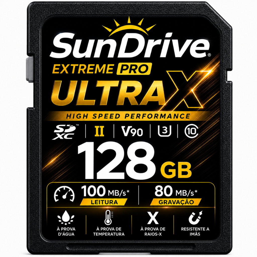 Cartão de Memória SD Extreme Pro UltraX 16GB 32GB 64GB 128GB Classe 10 U3 4K P/ Sony GoPro Canon NF