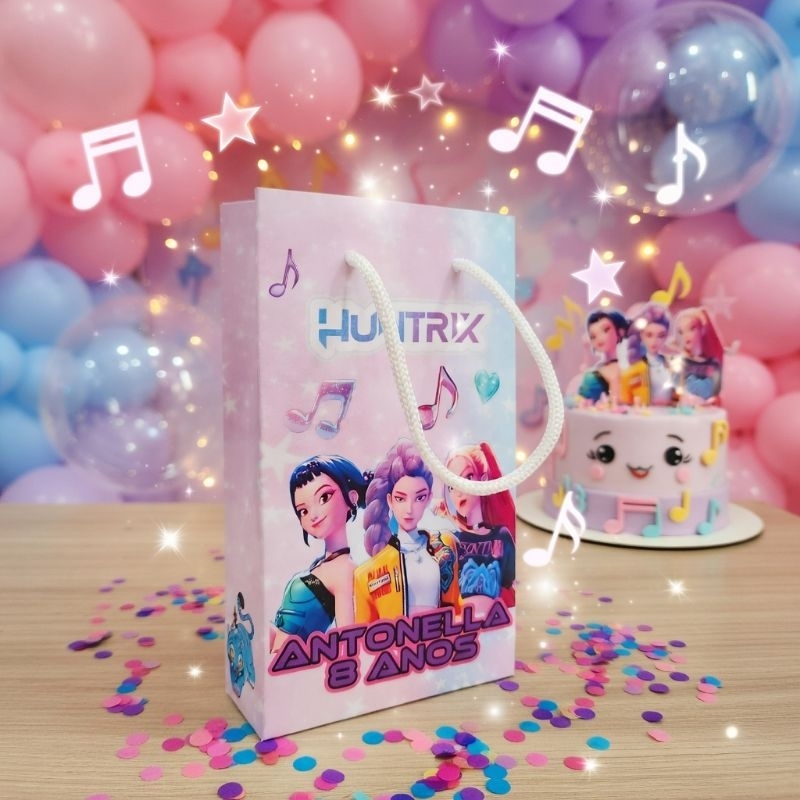 Sacolinha Surpresa Personalizada Lembrancinhas Aniversário Guerreiras do Kpop Huntrix Festa Infantil
