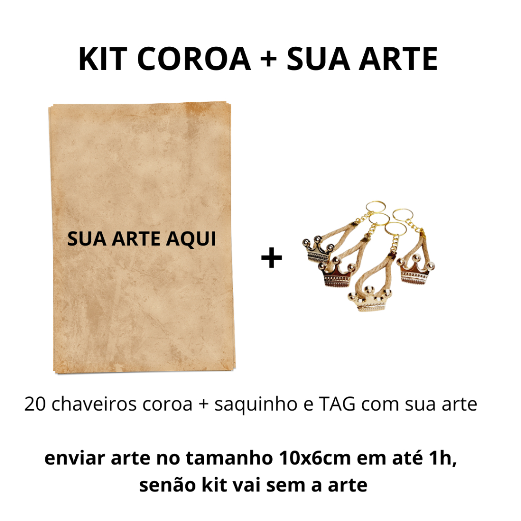 Chaveiro Coroa para Lembrancinha. Com sua arte. Kit com 20 Unidades