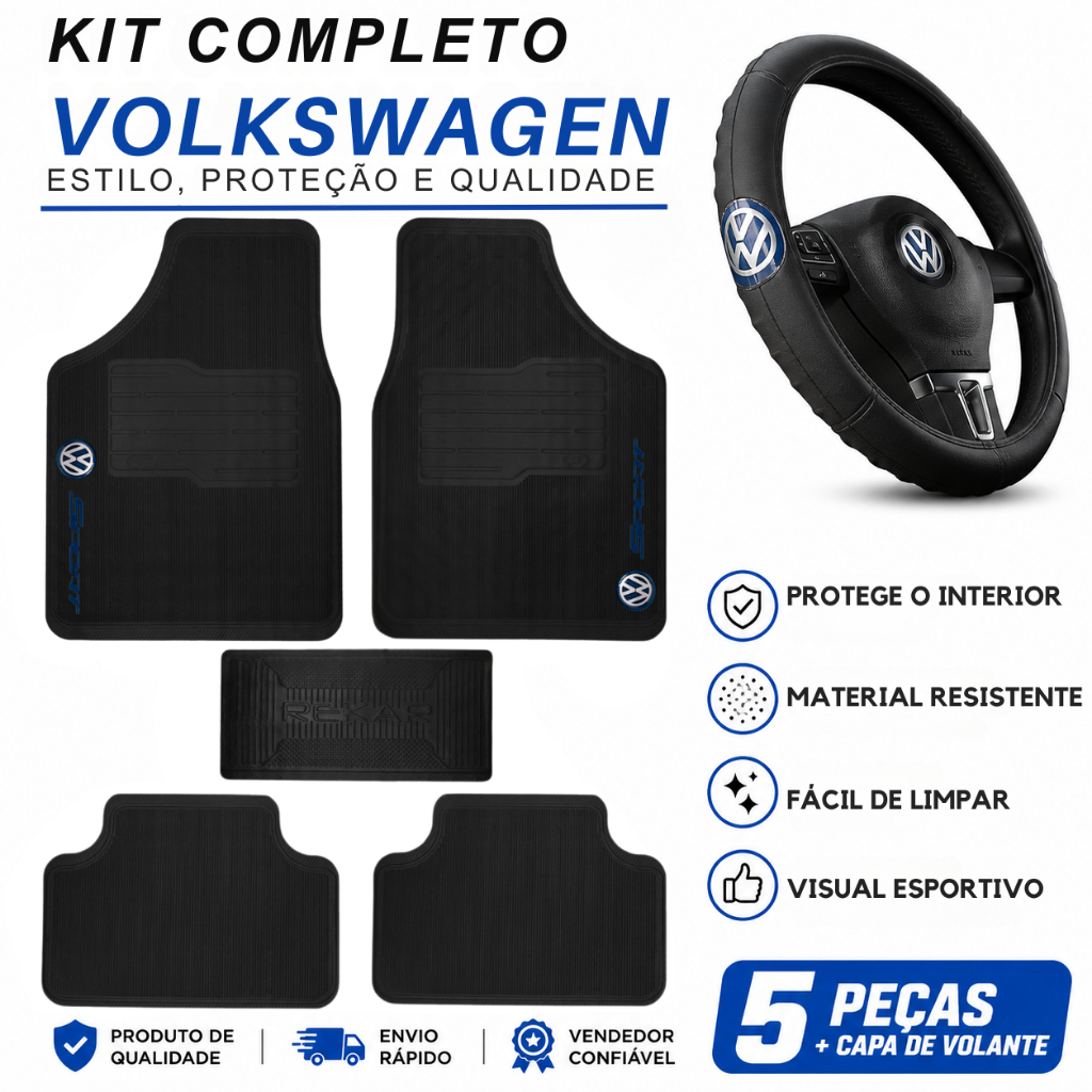 tapete personalizado automotivo Volkswagen + Capa de volante
