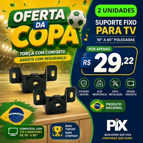 kit 02 Suportes TV Universal Fixo e  Smart TV 4K Parede Painel 10 a100 Polegadas-Envio imediato