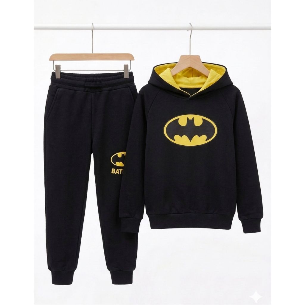 Conjunto de moletom infantil e juveni batman algodao com capuz forrado estampa de alta qualidade
