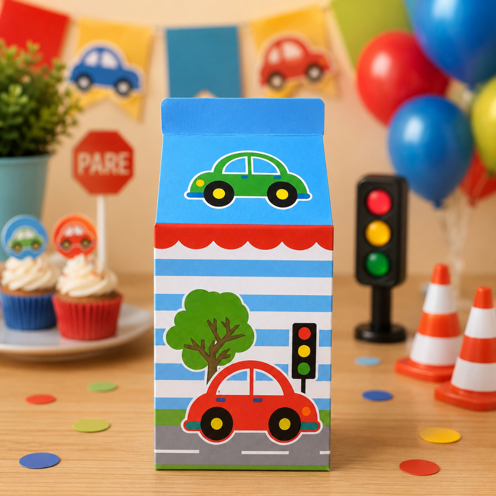 Caixinha Milk Carrinhos Carros Personalizada Lembrancinha para Festa