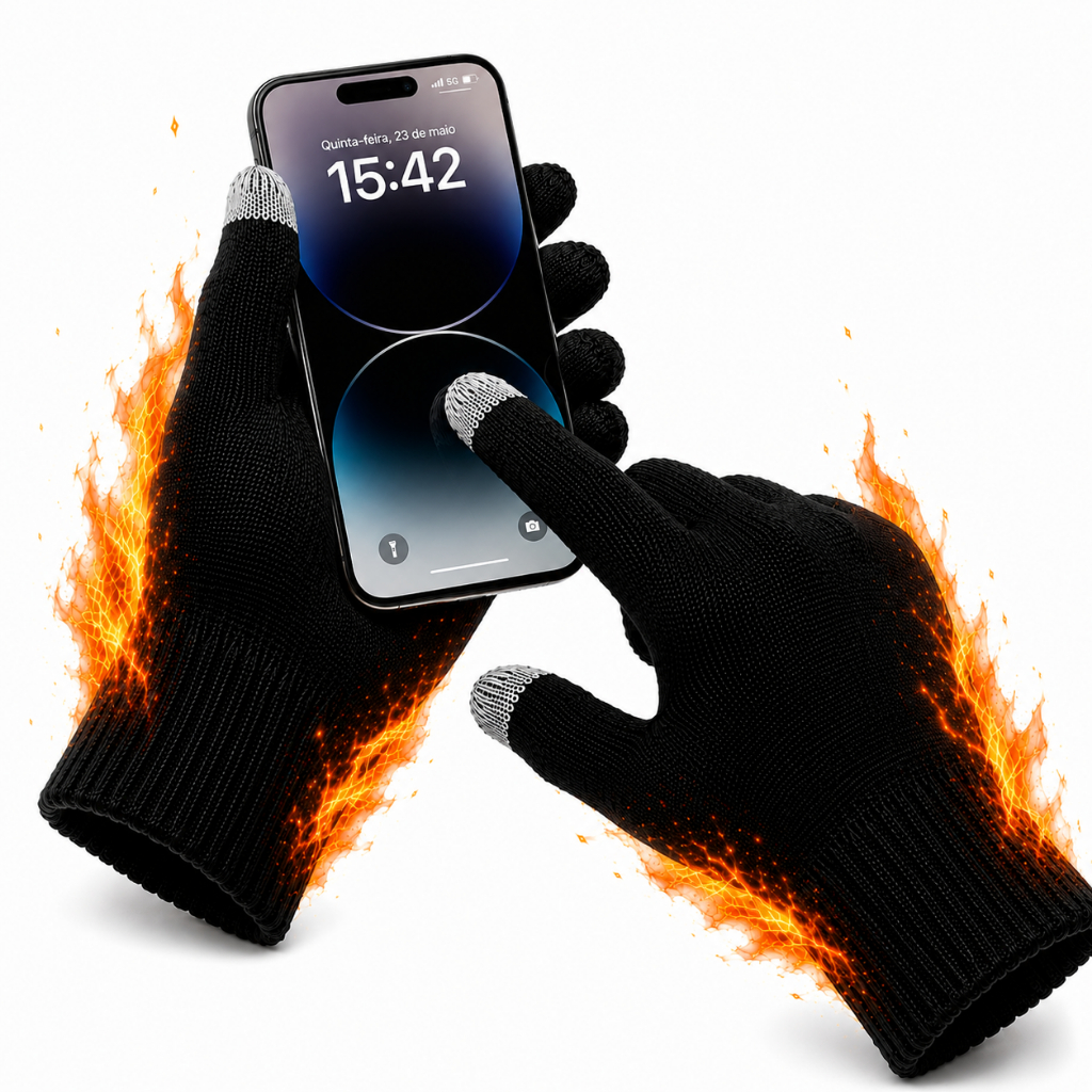 Luva Lã Touch Screen Frio Mexe Celular Tablet Quentinha Inverno