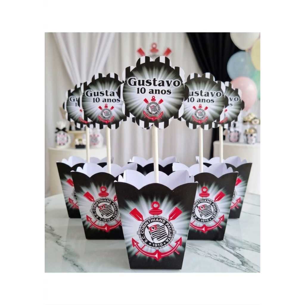 Centro de mesa cachepô personalizado| Corinthians | decoração festa mesa de convidados| lembrancinhas