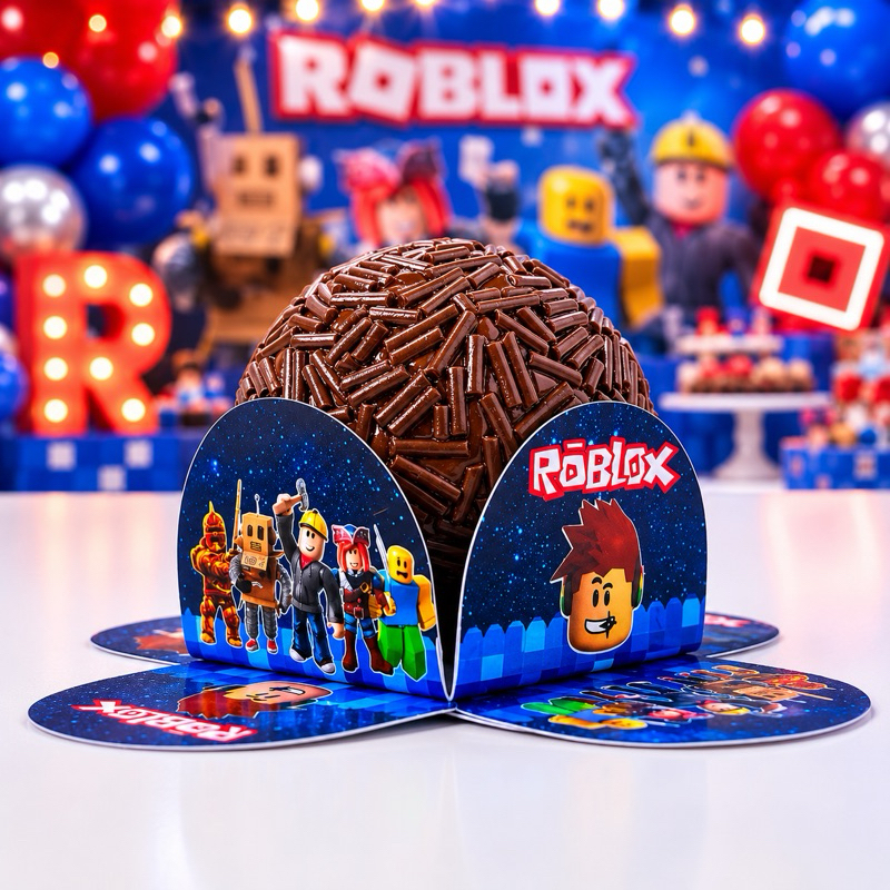 50 a 200 Forminhas Personalizadas de Doce Brigadeiro Festa Infantil - ROBLOX 4 Pétalas para Aniversário