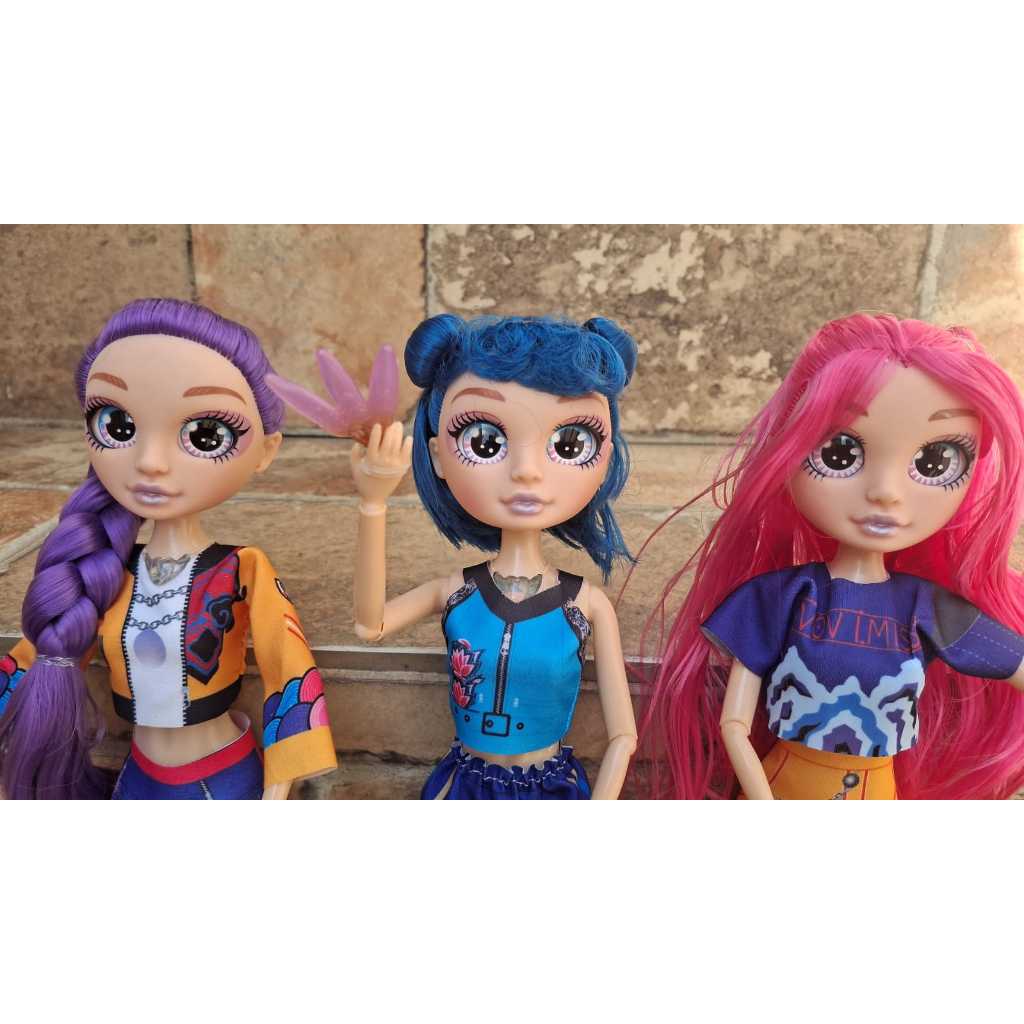 KIT  3 Bonecas Guerreiras K-POP Com Musica  OLHOS DE VIDRO infantil Criança Menina Articulada Boneca